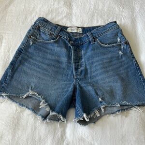Abercrombie & Fitch Blue Jean Shorts Distressed High-Waisted